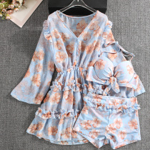 2021 summer new swimsuit couple bikini three-piece set conservative cover meat seaside beach swimming suit hot spring vacation