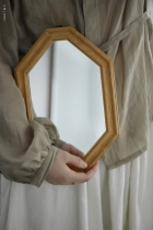 Straight antique mirror frame wall hanging indoor black walnut teak Nordic French vanity mirror mustard