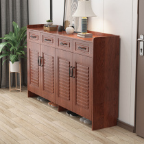 Solid wood color shoe cabinet Simple modern foyer cabinet Chinese porch large-capacity storage locker door household shoe cabinet