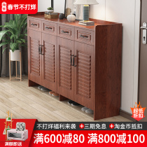 Solid wood shoe cabinet simple modern hall cabinet Chinese porch large capacity storage lockers door home shoe cabinet