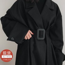 boccalook Hepburn black suit coat women's long trench coat size autumn and winter padded suit