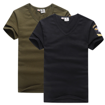 Outdoor casual tight-fitting military fan t-shirt Mens 101 Airborne Division elastic slim-fit V-neck pure cotton short-sleeved T-shirt half sleeve
