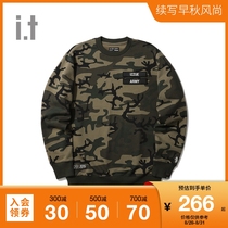 it izzue mens sweater winter trend camouflage letter badge back printing 3212W9D