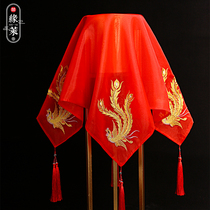 Red cover yarn wedding supplies Chinese bride red cover mesh gauze breathable Xipa golden silk Phoenix tassel wedding Red