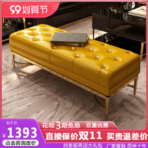 American light luxury leather foot stool clothing store living room sofa stool entrance hall change shoe stool long bed tail stool sofa Pier