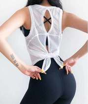 Yoga jacket loose mesh sleeveless T-shirt Fitness Vest Womens Sports breathable split running quick-dry blouse