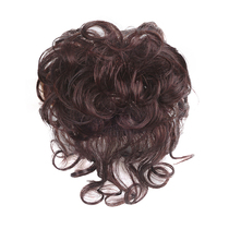 Oblique bangs hair top curly hair piece top cover white hair replacement block short curly hair simulation human hair wig piece for mother