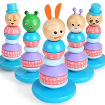Young childrens animals tumbler large wooden early education puzzle boys and girls baby toy set 1-2-3 years old