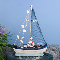 Mediterranean ornaments wooden large shell boat smooth sailing sailing model creative ornaments pirate ship gift