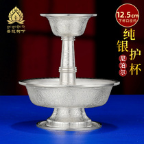 S990 sterling silver Dharma Protector Cup offering Nepali handmade eight auspicious silver Dharma Protector Cup large size 12.5cm