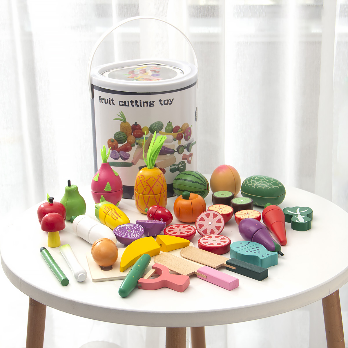 儿童厨房仿真木质水果蔬菜套装男女宝宝厨具大号磁吸性切切乐玩具37.00元