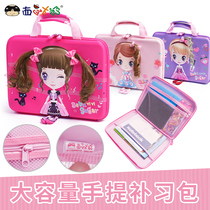 Girls  bag Princess Satchel Primary school student multi-layer handbag Tote bag Tutoring bag School bag Girl childrens handbag Female three-dimensional cartoon pattern fashion portable tutoring bag Art bag