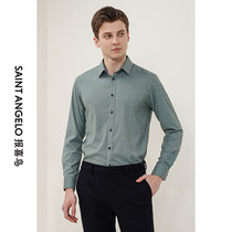 Happy bird autumn new mens business dress grinding long sleeve shirt slim fashion light green suit shirt men