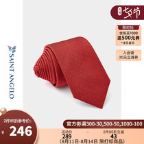 Saint Angelo brand new 2021 shopping mall with the same business tie mens wedding red mulberry silk shirt tie