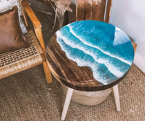 Creative Art Table Epoxy River Solid Wood Splicing Tea Table Sofa Small Round Table Balcony Xznew