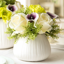 Horseshoe Lotus Emulation Living-room Swing Piece Genguan Decoration Tea Table Bathroom Furnishing Floral Plastic Fake Flower Silk Flowers