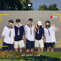 dk jk uniform Navy Feng Shui hand suit suit t-shirt shorts Male and female students class uniform College style school uniform summer tide