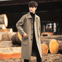 Double-sided wool coat long autumn and winter 2022 new cashmere-free padded tit trench coat men's coat