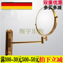 Clearance German brand gold telescopic bathroom mirror European folding Beauty Mirror Wall Wall double-sided makeup mirror