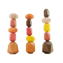 Nordic ins Wind colorful stone stacked music children educational toys stacked high Children solid wood rainbow building blocks