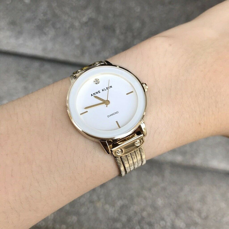 Counter Anne Klein diamond-encrusted bracelet watch lady watch simple white 3220WTGB