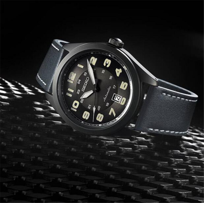 Special cabinet Seiko watch Seiko black belt model night light large pointer automatic mechanical mens watch