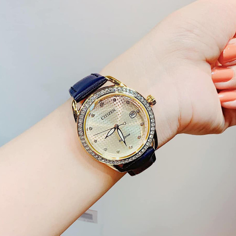 Counter West Rail City watch Citizen blue gold-encrusted large dial light dynamic womens watch