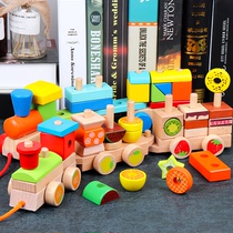 Childrens educational toys Monteshi Early Education Geometric Graphics Set Column 1-2-3 Years of Years Shape Matching Building Blocks Small Train