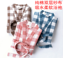 Bathrobe cotton women thin autumn gauze spring and autumn double encrypted absorbent men womens bathing clothes couple