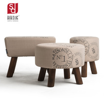Simple sofa stool Solid wood shoe stool Fabric pier living room footstool small low stool Shoe stool Simple modern shoe stool