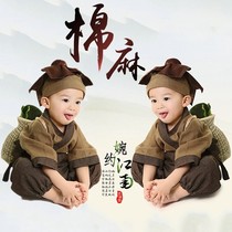 Small monk clothes Childrens baby photo Photographic clothes Ancient clothes Han clothes boy hoe and book children costumes for the show