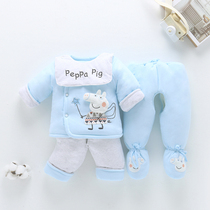 Baby Winter Thickened Pure Cotton Newborn Cotton Padded Jacket for men and women Baby cotton clothes Lions First raw cotton clothes suit Three sets