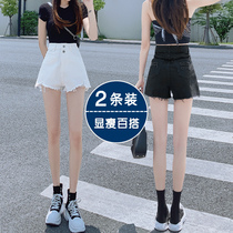 Black Broken Cave Wide Leg Denim Shorts Womens Hot Girl Summer Dress 2022 New High Waist Display Slim Loose 100 Lap Hot Pants