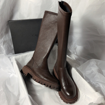  Senyu Haixiang thick-soled knight high boots British style high-heeled knee-high knight all-match leather thin boots