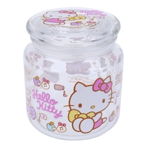 Hong Kong genuine sanrio glass storage jar cartoon money pot kitty Gemini PC dog snack transparent jar