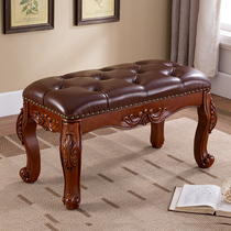 American full solid wood carved shoes stool leather shoes stool porch shoes sitting room sofa bench bed stool