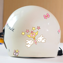 ins Wind beautiful girl warrior helmet sticker helmet decoration little fairy sticker electric motorcycle sticker