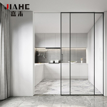 Kitchen sliding door toilet balcony sliding door living room partition very narrow simple titanium magnesium alloy aluminum alloy glass door