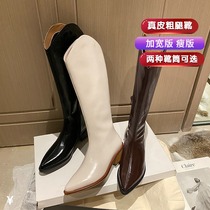  Big barrel circumference fat mm thick leg boots v-mouth western cowboy boots womens high barrel knight boots large size womens boots 41 a 43