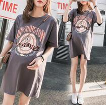 Pregnancy Woman Dress Summer Dress Suit Short Sleeve Blouse Outside Fashion style Skirt Summer Advanced pregnant woman Lieven dress Summer