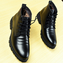 Martin Boots Man Winter Gush Leather Boots High Help Leather Shoes Business Positive Dress Mens Mid Boots Inlen Warm Cotton Shoes