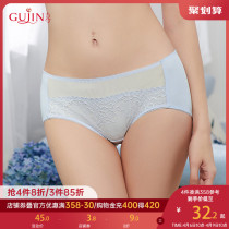 Ancient Red Ben Year Net Yarn Lace Splicing Brief pure color briefs Triangle pants 1K8118