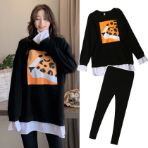 Angel mommy ~ pregnant womens suit out fashion autumn coat sweater skirt belly leggings pregnancy two-piece