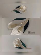 Original design Calla Lily can be used as a brooch hairclip earrings hair comb with Hanfu Chinese elements cheongsam