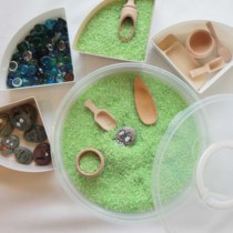 Hide seek sensory basin peekaboo sensory basin open material childrens creative Reggio Montessori
