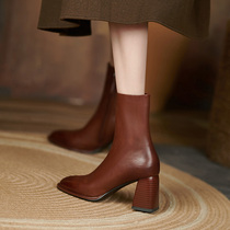 Givenivan elegant and capable temperament ~ high heel boots female rough heel Martin boots British style Knights boots 7cm