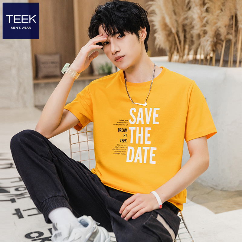 TEEK2021 summer new mens short-sleeved t-shirt Tide student handsome undershirt trend cotton clothes half-sleeves