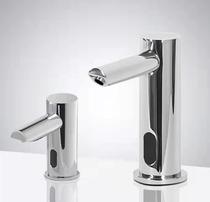 Wooden cleaning countertop faucet type induction soap dispenser foam hand sanitizer basin automatic hot and cold faucet washing hands