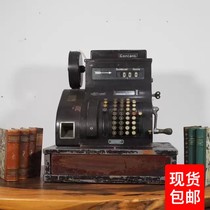 Western antique National old-fashioned pure mechanical hand cash register machine small ticket machine fault ornaments