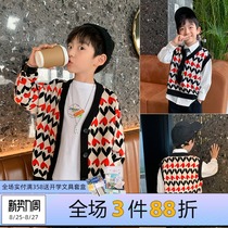  Beckham tide boys knitted cardigan sweater autumn 2021 new childrens middle and large childrens love retro vest tide